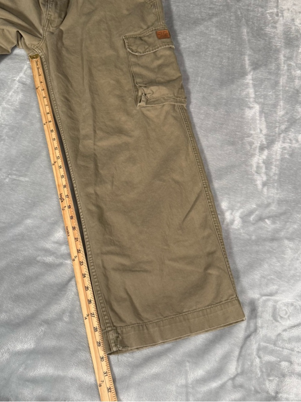 Vintage Polo Jeans Co Cargo Pants Mens 40x32 (Fits 39x30) Wide Leg Y2K Green - Picture 9 of 13